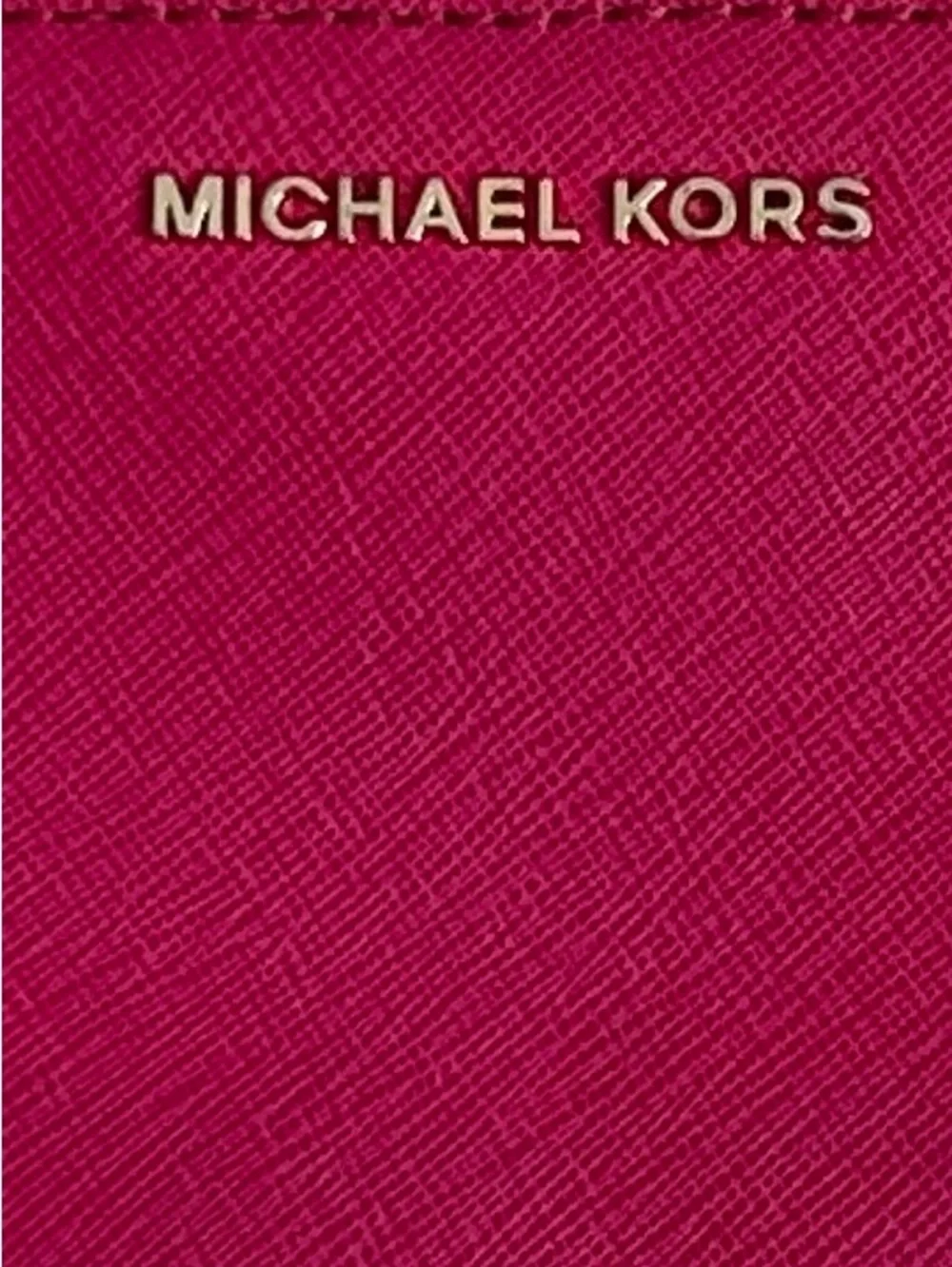 Michael Kors Jet Set Travel Hot Pink Saffiano Leather Zip Around Wristlet Wallet
